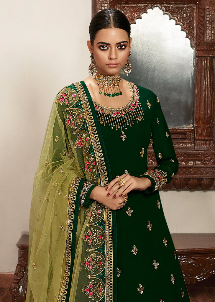 Green Straight Kurta With Contrasting Pant and Matching Duppatta, Pakistani  Readymade Salwar Kameez for Women, 3 Piece Set Salwar Kameez - Etsy